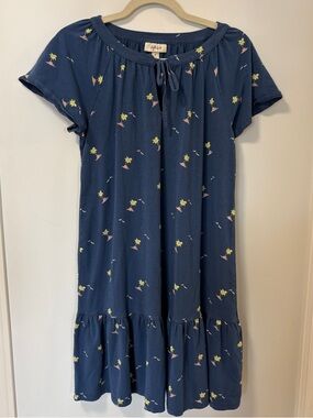STYLE & Co. t-shirt dress navy blue tired summer beach palm tree small modal